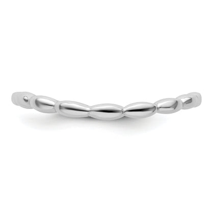 Sterling Silver Stackable Expressions Polished Rhodium Plate Wave Ring