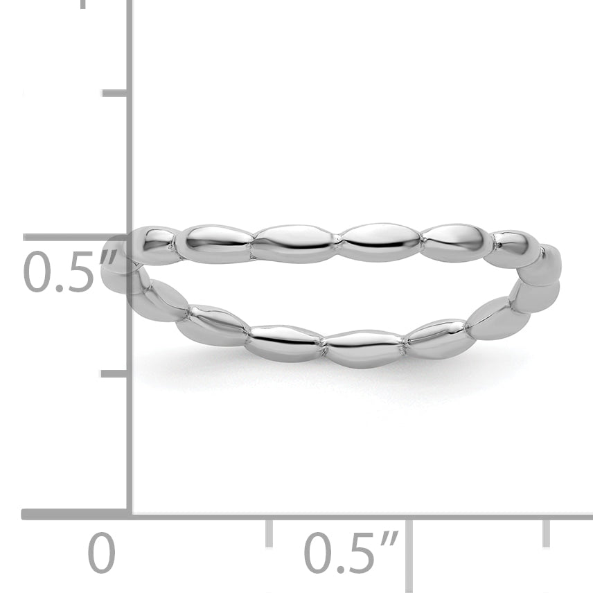 Sterling Silver Stackable Expressions Polished Rhodium Plate Wave Ring