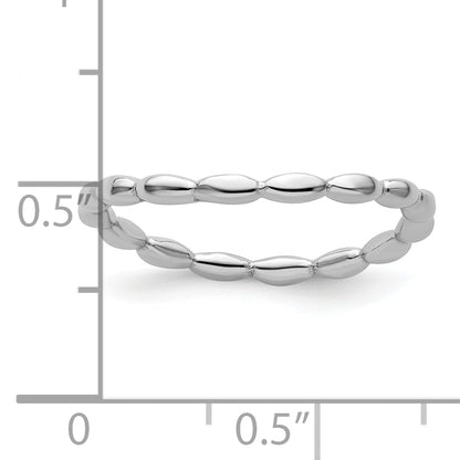 Sterling Silver Stackable Expressions Polished Rhodium Plate Wave Ring