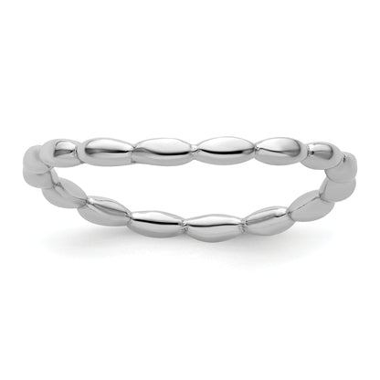 Sterling Silver Stackable Expressions Polished Rhodium Plate Wave Ring