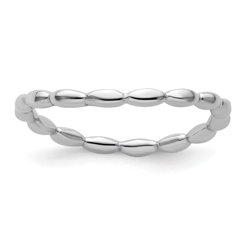 Sterling Silver Stackable Expressions Polished Rhodium Plate Wave Ring