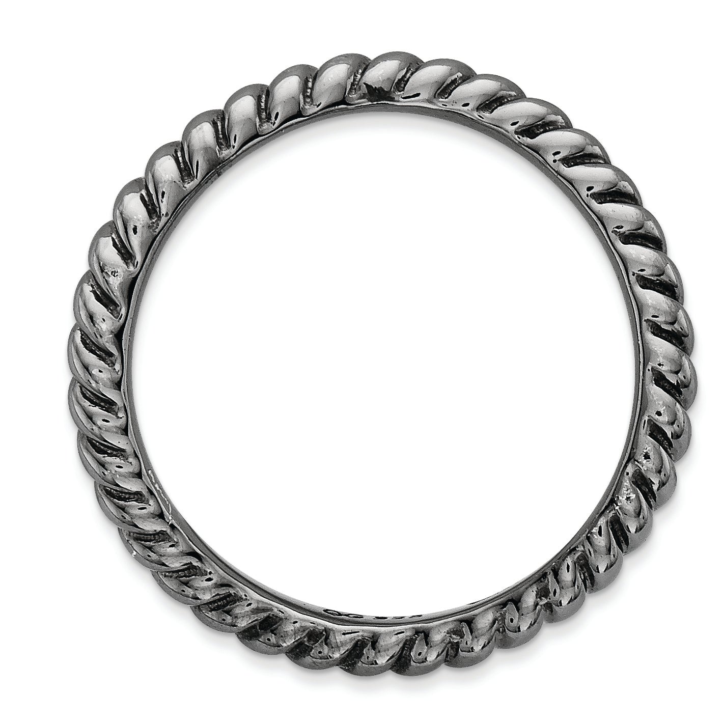 Sterling Silver Stackable Expressions Polished Black Plate Wave Ring