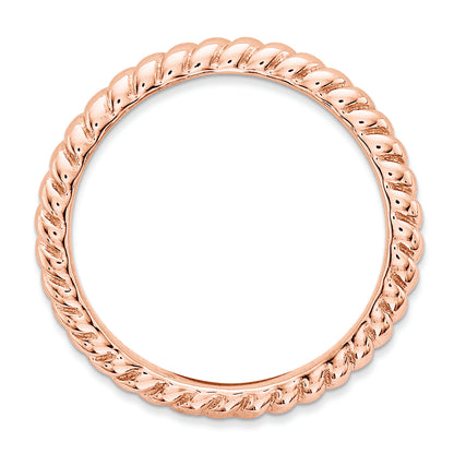 Sterling Silver Stackable Expressions Polished Pink Plate Wave Ring