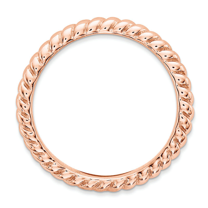 Sterling Silver Stackable Expressions Polished Pink Plate Wave Ring