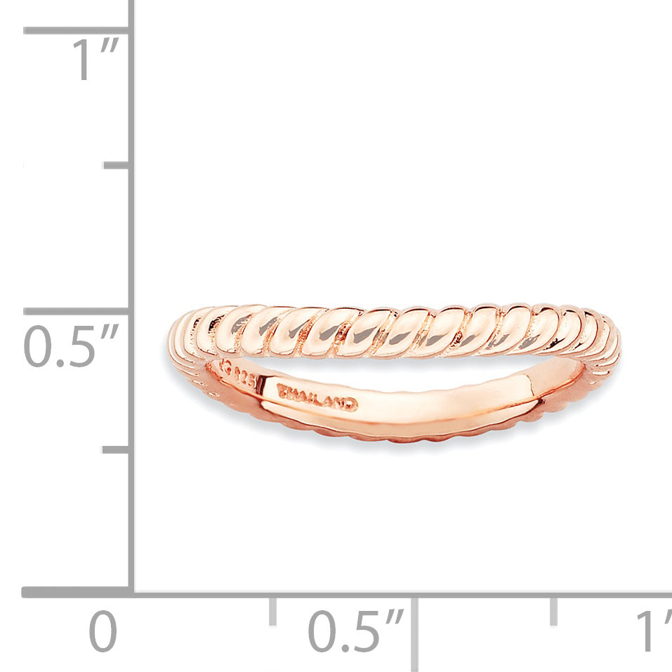 Sterling Silver Stackable Expressions Polished Pink Plate Wave Ring