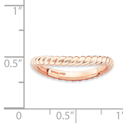 Sterling Silver Stackable Expressions Polished Pink Plate Wave Ring