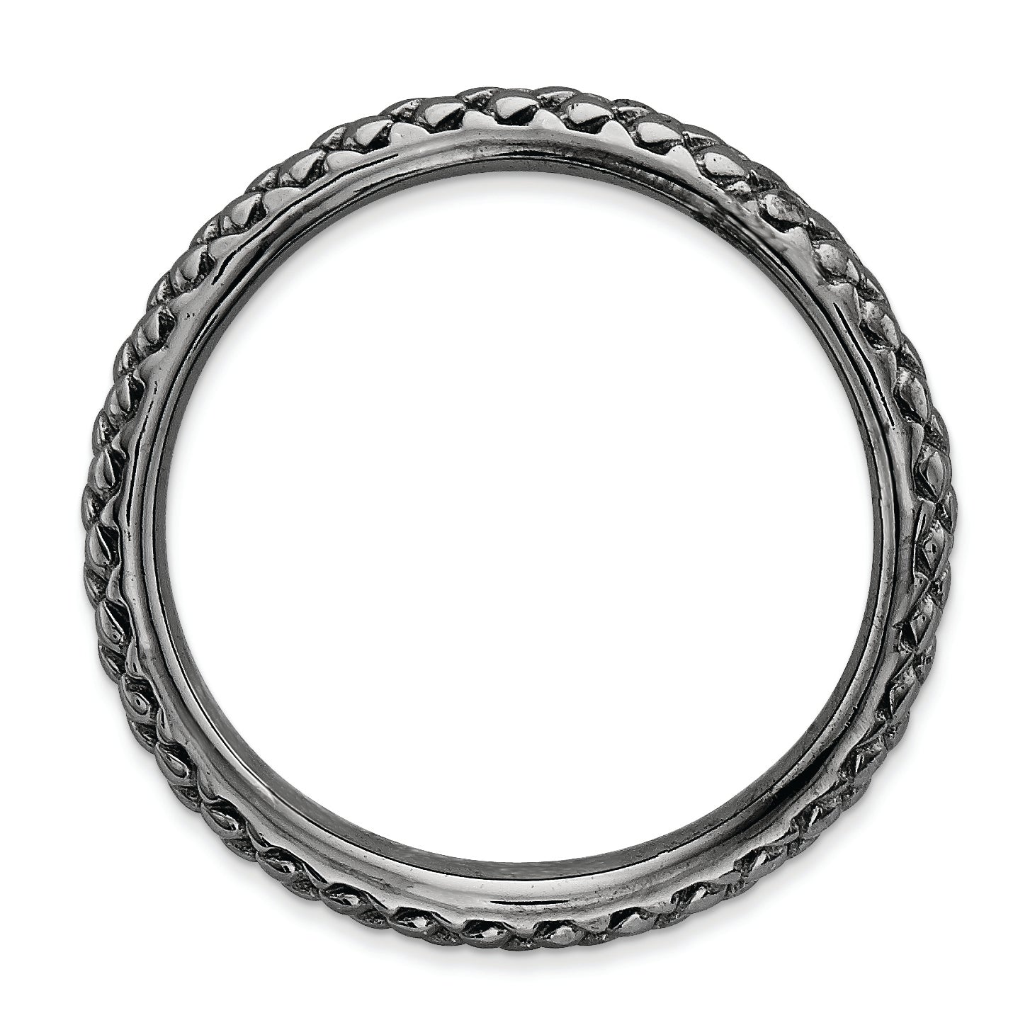 Sterling Silver Stackable Expressions Polished Black Plate Wave Ring