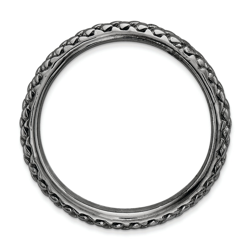 Sterling Silver Stackable Expressions Polished Black Plate Wave Ring