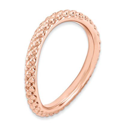 Sterling Silver Stackable Expressions Polished Pink Plate Wave Ring