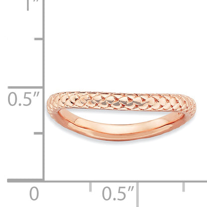 Sterling Silver Stackable Expressions Polished Pink Plate Wave Ring