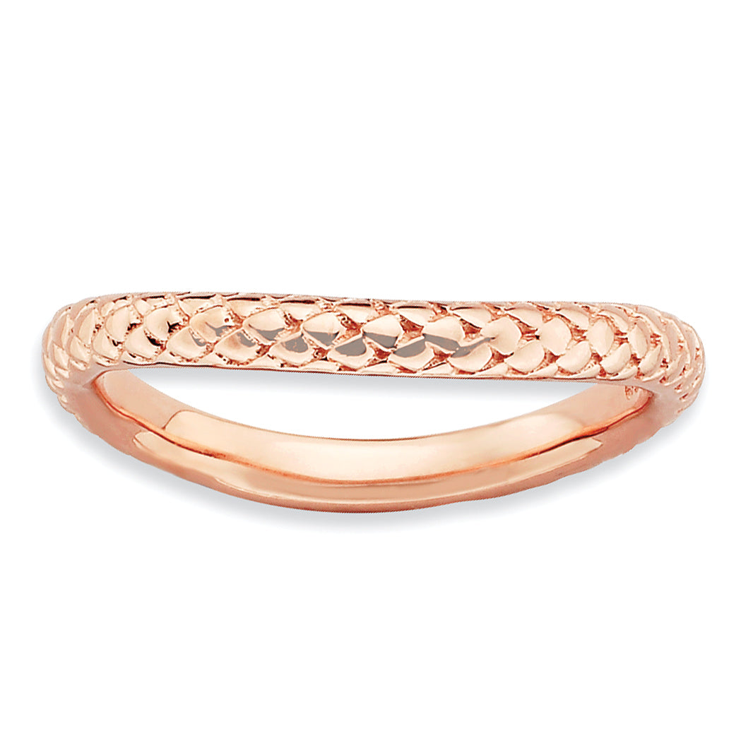 Sterling Silver Stackable Expressions Polished Pink Plate Wave Ring