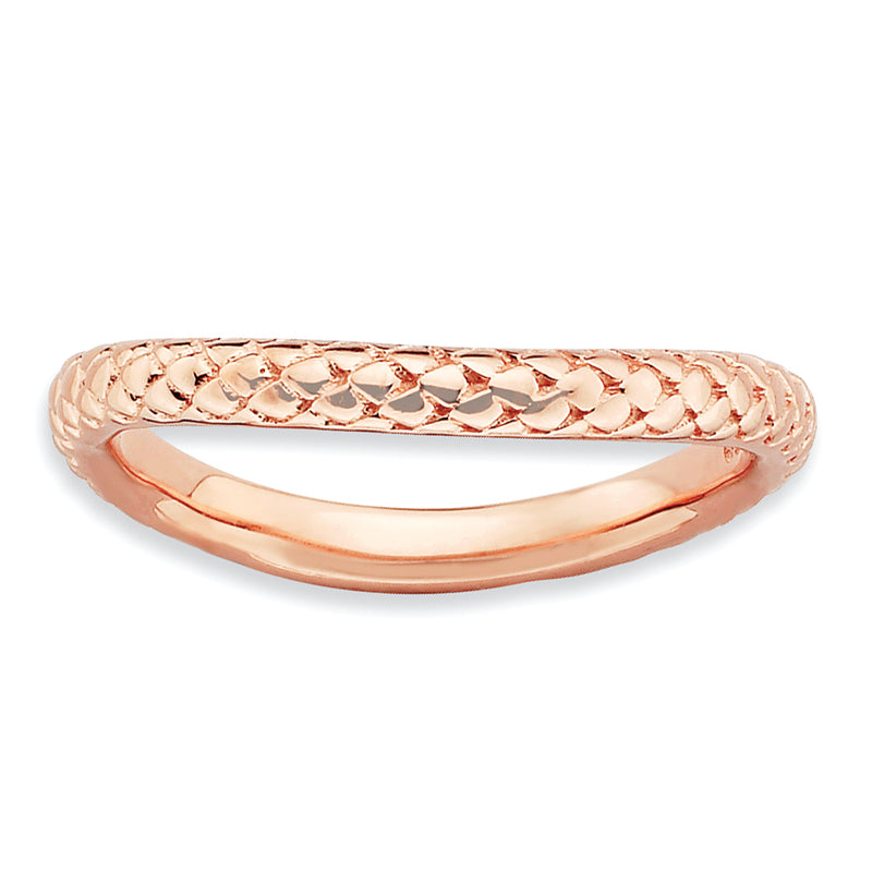 Sterling Silver Stackable Expressions Polished Pink Plate Wave Ring