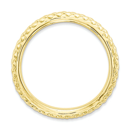 Sterling Silver Stackable Expressions Polished Gold Plate Wave Ring
