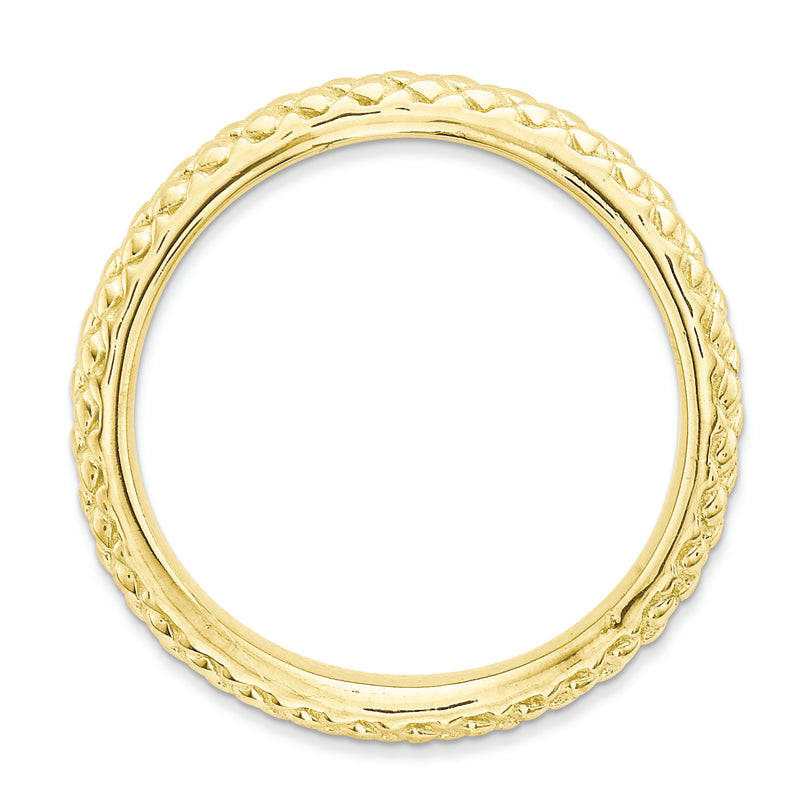 Sterling Silver Stackable Expressions Polished Gold Plate Wave Ring