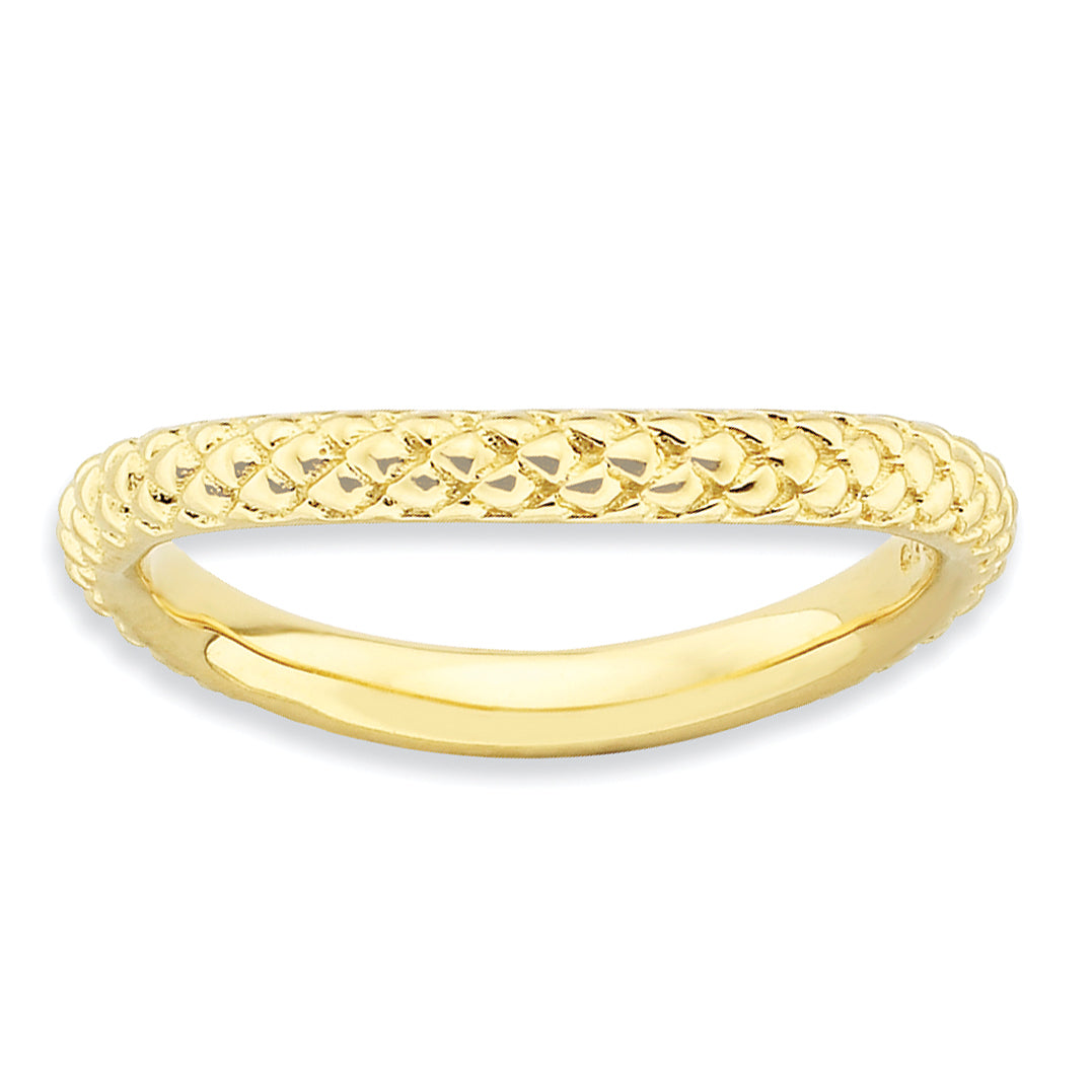 Sterling Silver Stackable Expressions Polished Gold Plate Wave Ring