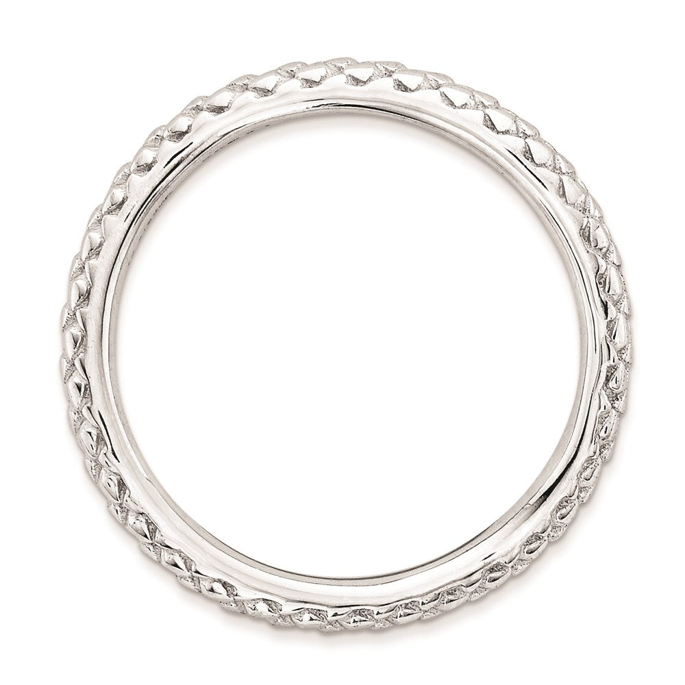 Sterling Silver Stackable Expressions Polished Rhodium Plate Wave Ring