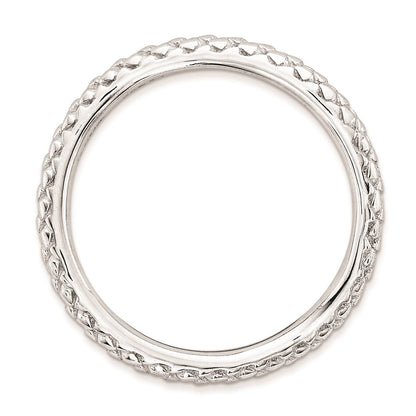 Sterling Silver Stackable Expressions Polished Rhodium Plate Wave Ring