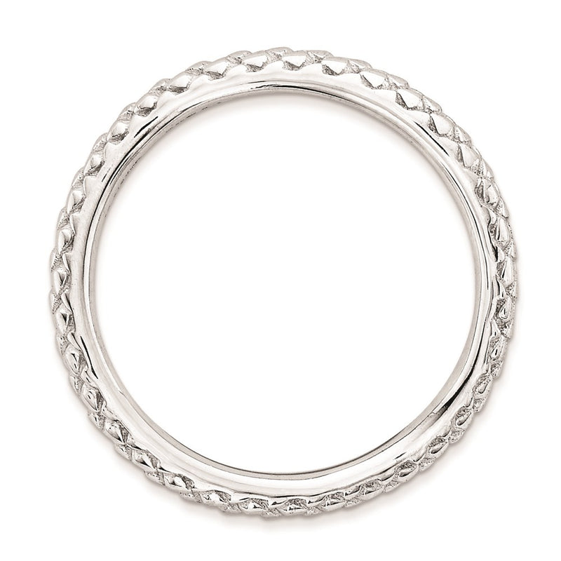 Sterling Silver Stackable Expressions Polished Rhodium Plate Wave Ring