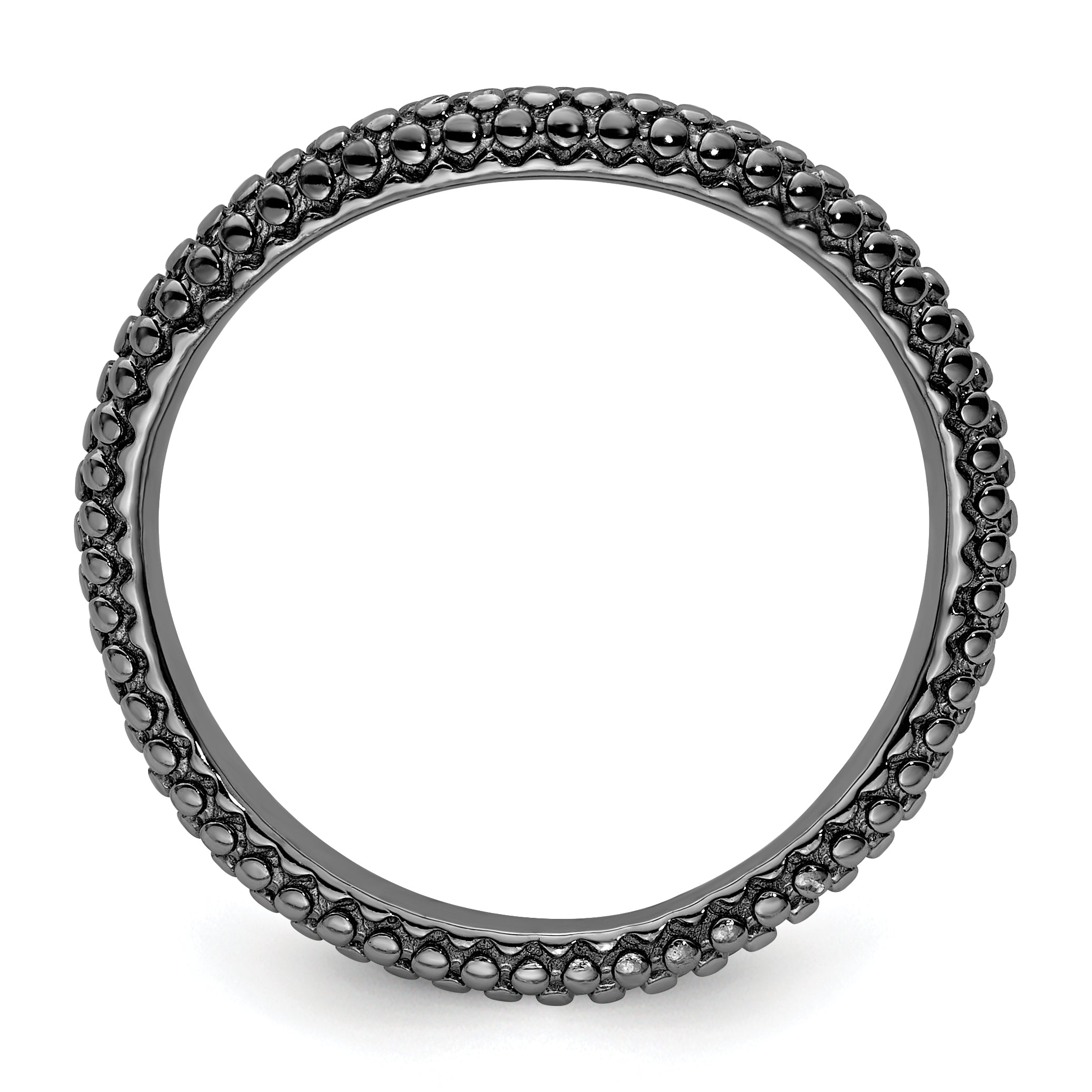 Sterling Silver Stackable Expressions Polished Black Plated Wave Ring
