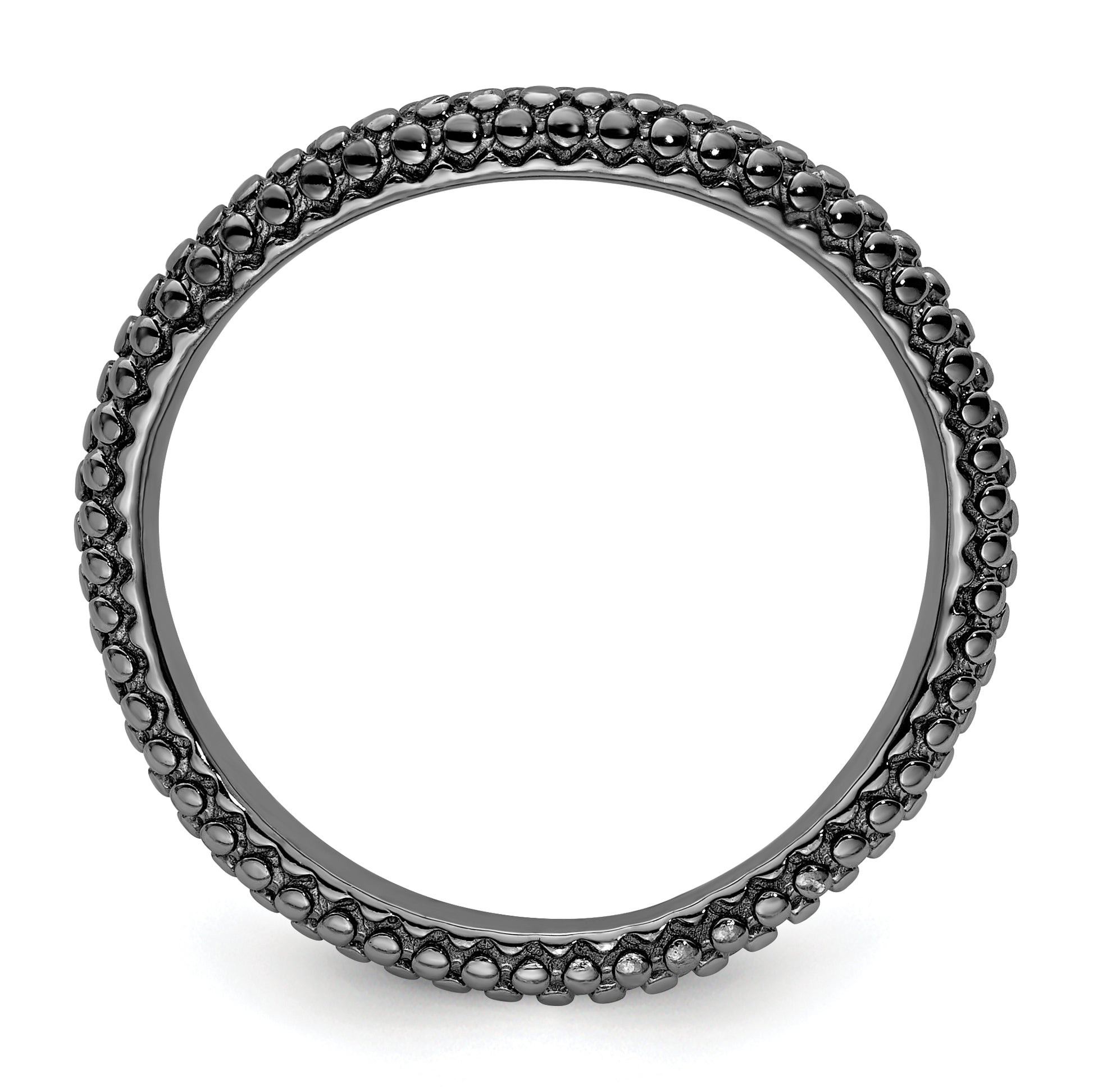 Sterling Silver Stackable Expressions Polished Black Plated Wave Ring
