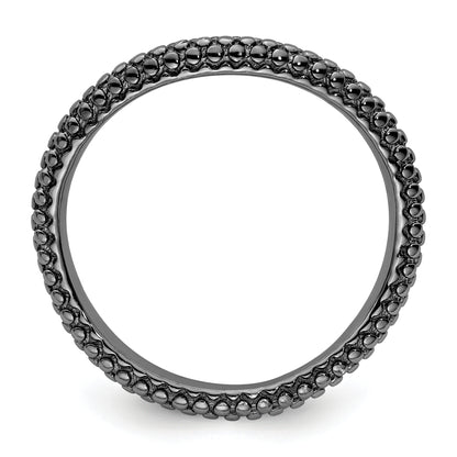 Sterling Silver Stackable Expressions Polished Black Plated Wave Ring
