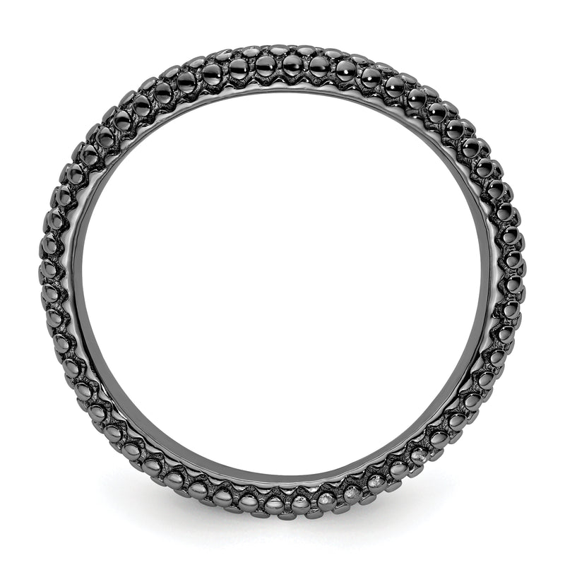 Sterling Silver Stackable Expressions Polished Black Plated Wave Ring