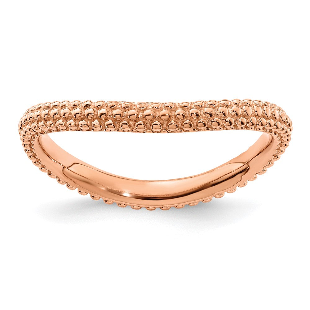 Sterling Silver Stackable Expressions Polished Pink Plated Wave Ring