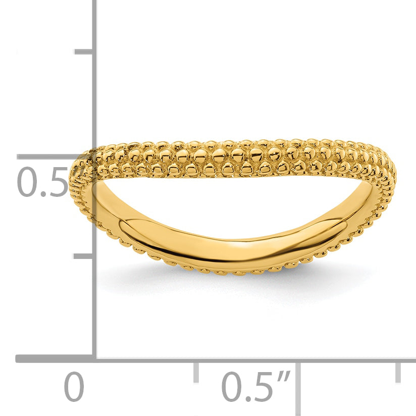 Sterling Silver Stackable Expressions Polished Gold Plated Wave Ring