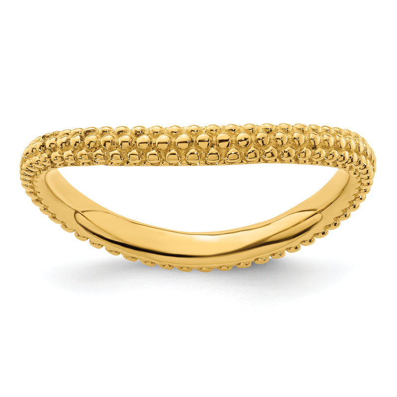 Sterling Silver Stackable Expressions Polished Gold Plated Wave Ring