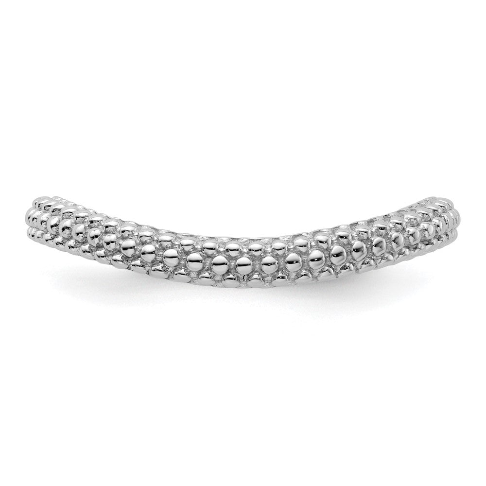 Sterling Silver Stackable Expressions Polished Rhodium Plated Wave Ring
