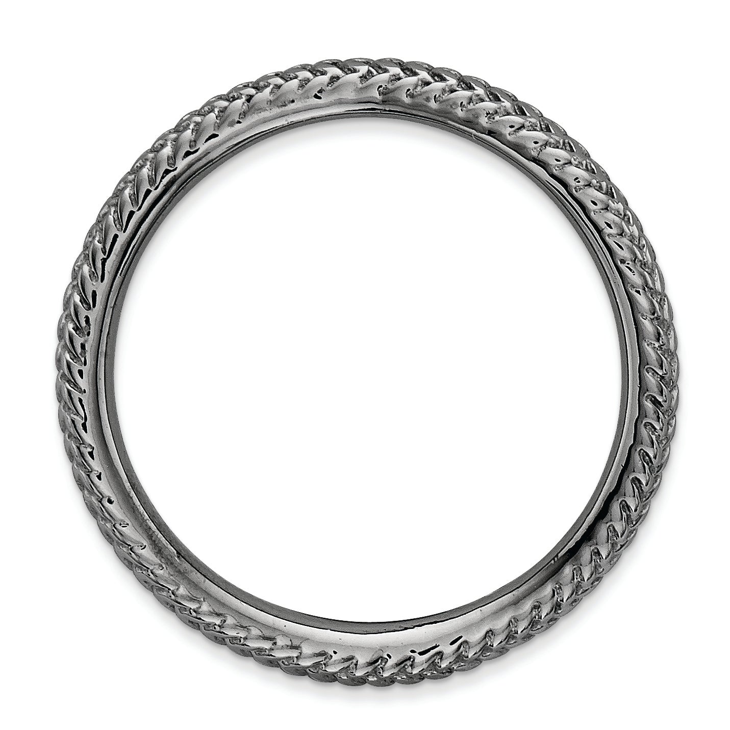 Sterling Silver Stackable Expressions Polished Black Plate Wave Ring
