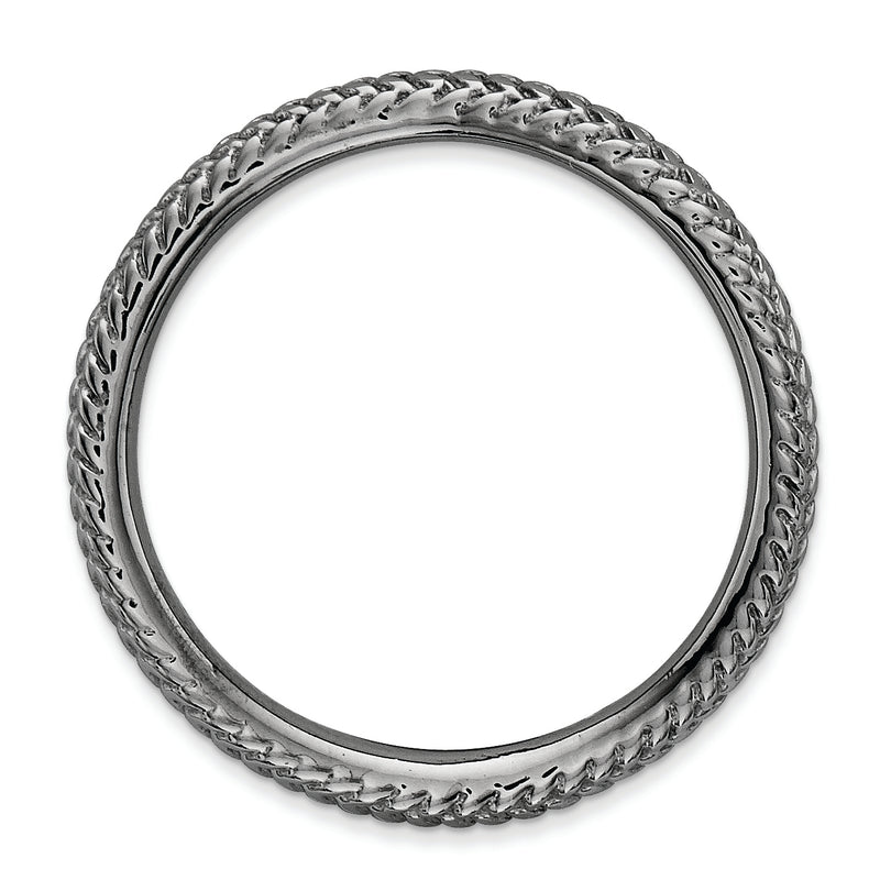Sterling Silver Stackable Expressions Polished Black Plate Wave Ring