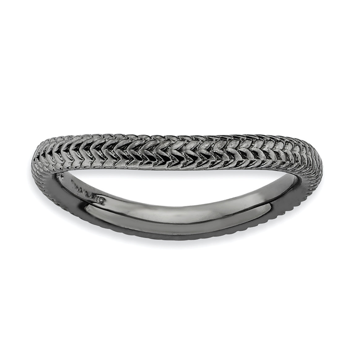 Sterling Silver Stackable Expressions Polished Black Plate Wave Ring