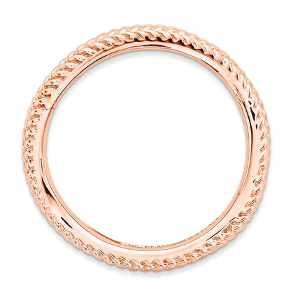 Sterling Silver Stackable Expressions Polished Pink Plate Wave Ring