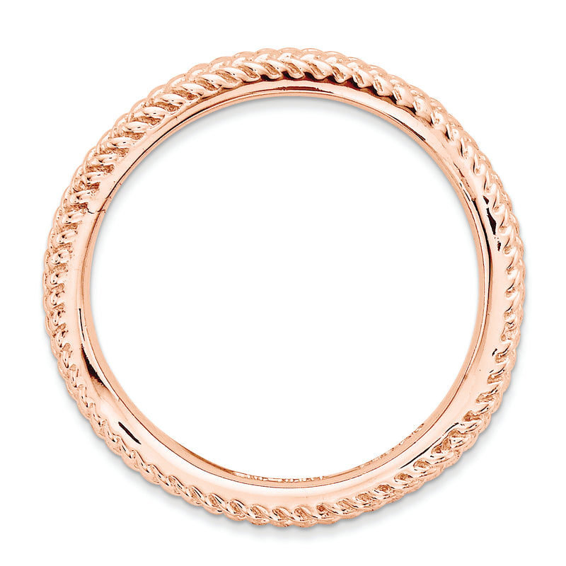 Sterling Silver Stackable Expressions Polished Pink Plate Wave Ring