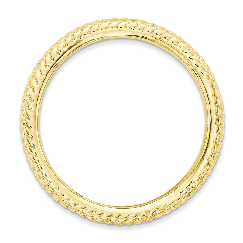 Sterling Silver Stackable Expressions Polished Gold Plate Wave Ring