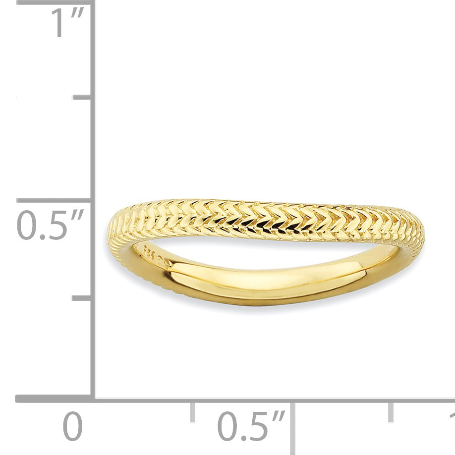 Sterling Silver Stackable Expressions Polished Gold Plate Wave Ring