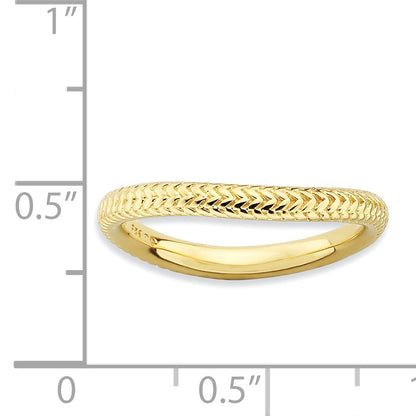Sterling Silver Stackable Expressions Polished Gold Plate Wave Ring