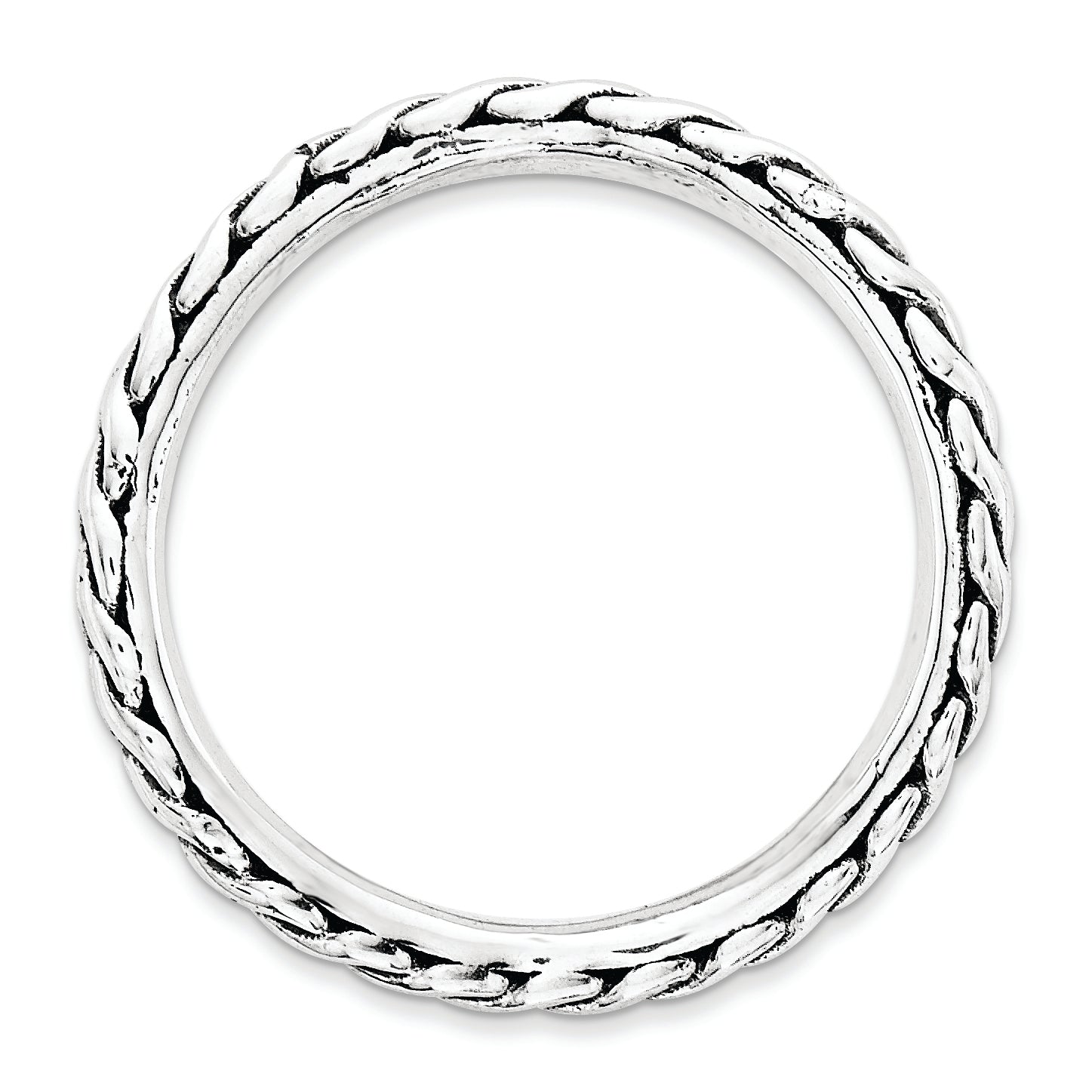 Sterling Silver Stackable Expressions Polished Rhodium Plate Wave Ring