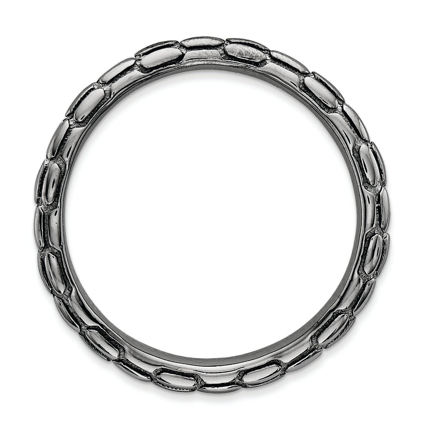 Sterling Silver Stackable Expressions Polished Black Plate Wave Ring