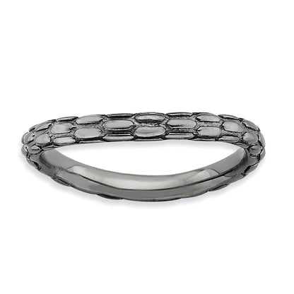 Sterling Silver Stackable Expressions Polished Black Plate Wave Ring