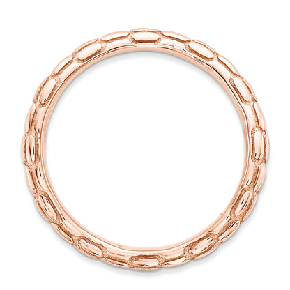 Sterling Silver Stackable Expressions Polished Pink Plate Wave Ring