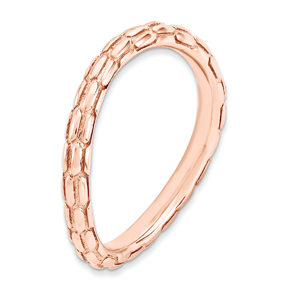 Sterling Silver Stackable Expressions Polished Pink Plate Wave Ring