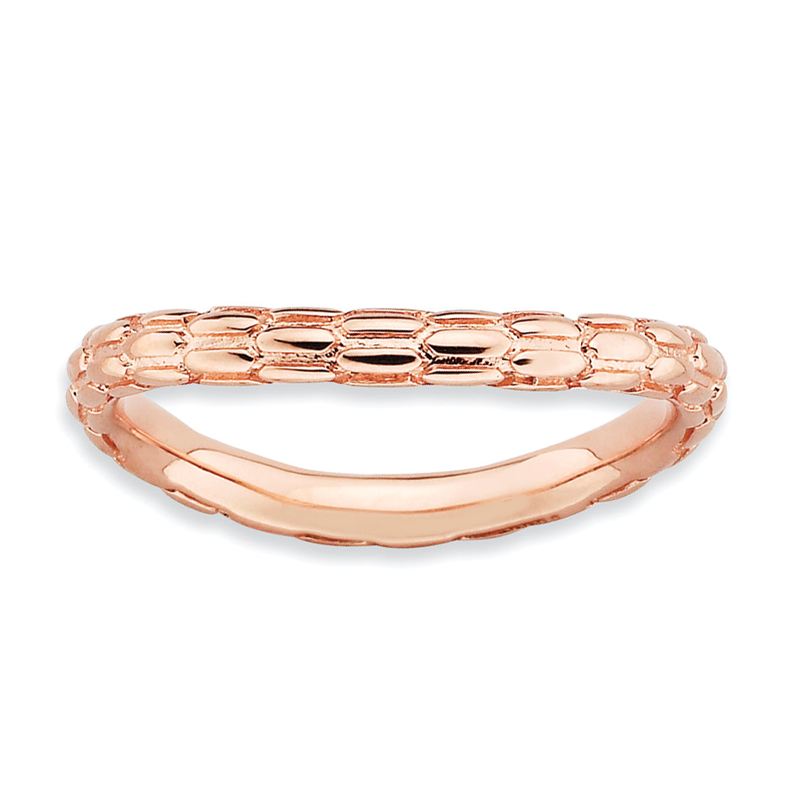 Sterling Silver Stackable Expressions Polished Pink Plate Wave Ring