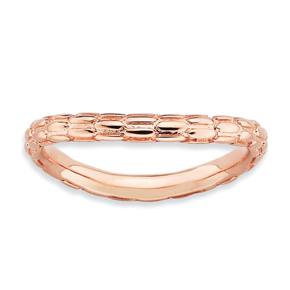 Sterling Silver Stackable Expressions Polished Pink Plate Wave Ring