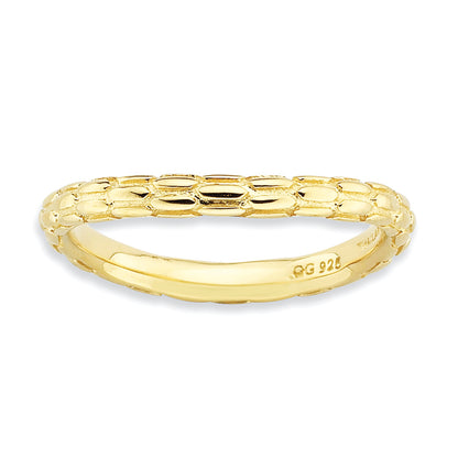 Sterling Silver Stackable Expressions Polished Gold Plate Wave Ring
