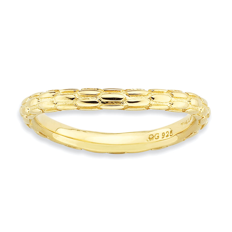 Sterling Silver Stackable Expressions Polished Gold Plate Wave Ring