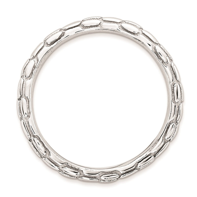 Sterling Silver Stackable Expressions Polished Rhodium Plate Wave Ring