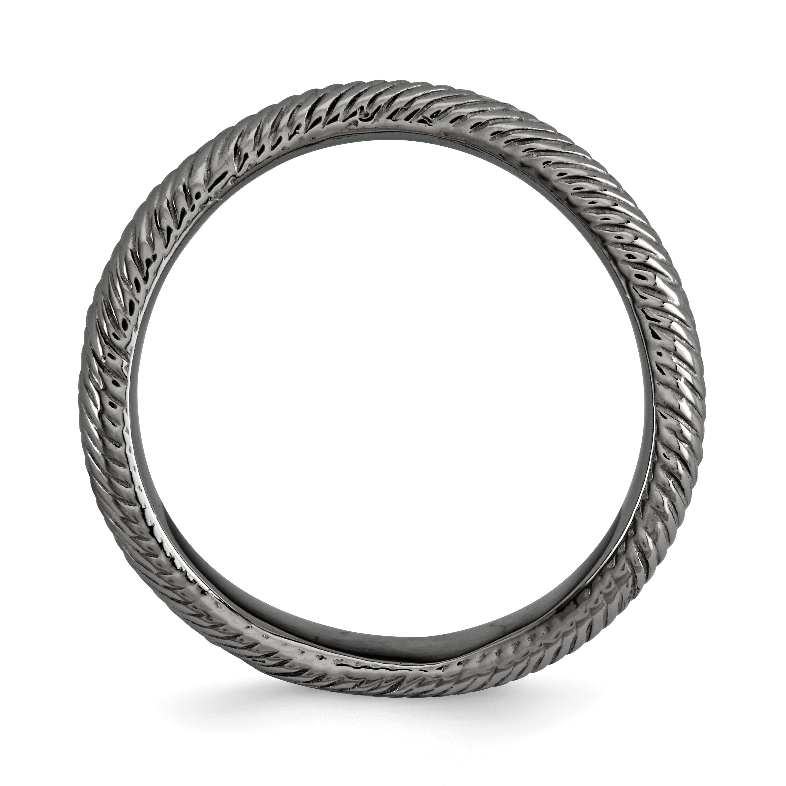 Sterling Silver Stackable Expressions Polished Black Plate Wave Ring