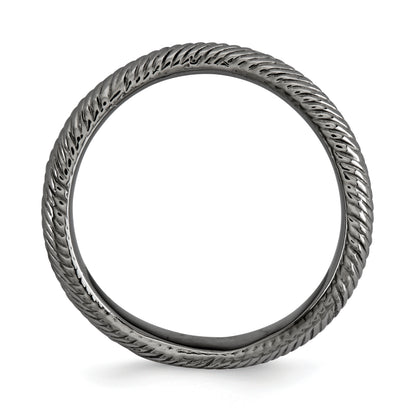 Sterling Silver Stackable Expressions Polished Black Plate Wave Ring
